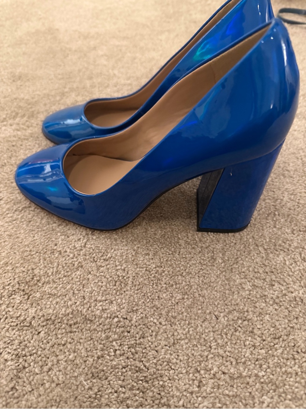 Mix No. 6 Patent Block Heel Pumps in Royal Blue